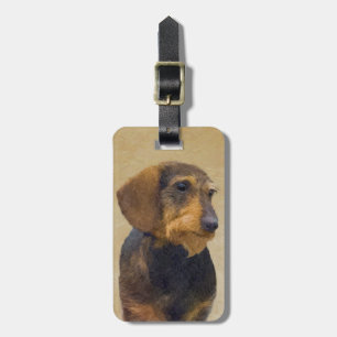 Dachshund-målning Original Hund Art Bagagebricka