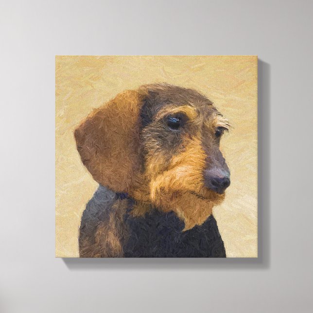 Dachshund-målning Original Hund Art Canvastryck (Framsida)