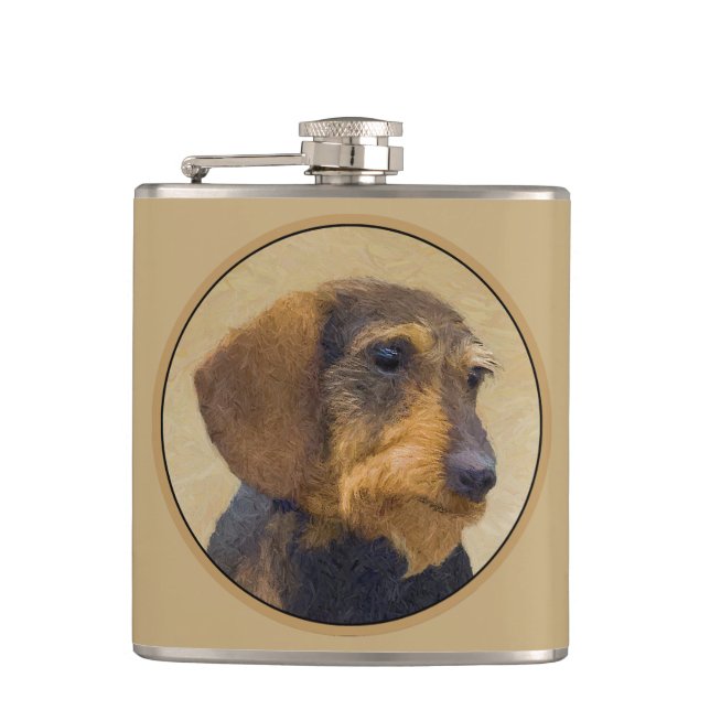Dachshund-målning Original Hund Art Fickplunta (Framsidan)