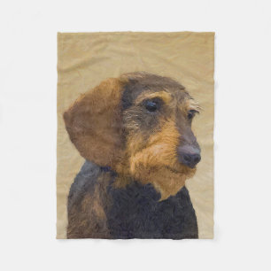 Dachshund-målning Original Hund Art Fleecefilt