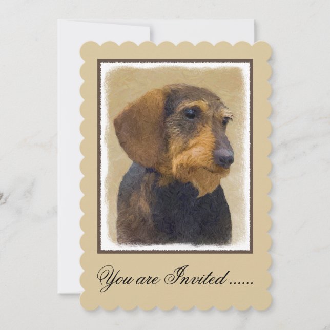 Dachshund-målning Original Hund Art Inbjudningar (Framsida)