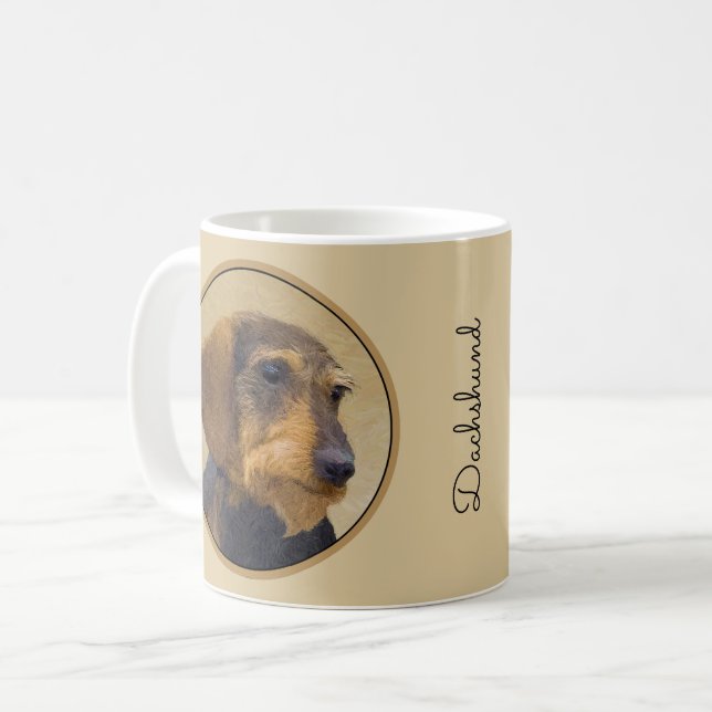 Dachshund-målning Original Hund Art Kaffemugg (Framsida vänster)
