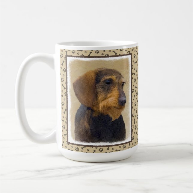 Dachshund-målning Original Hund Art Kaffemugg (Vänster)
