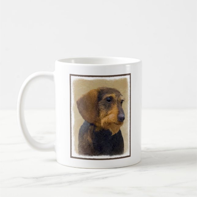 Dachshund-målning Original Hund Art Kaffemugg (Vänster)