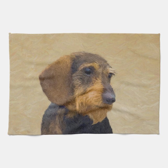 Dachshund-målning Original Hund Art Kökshandduk (Horisontell)