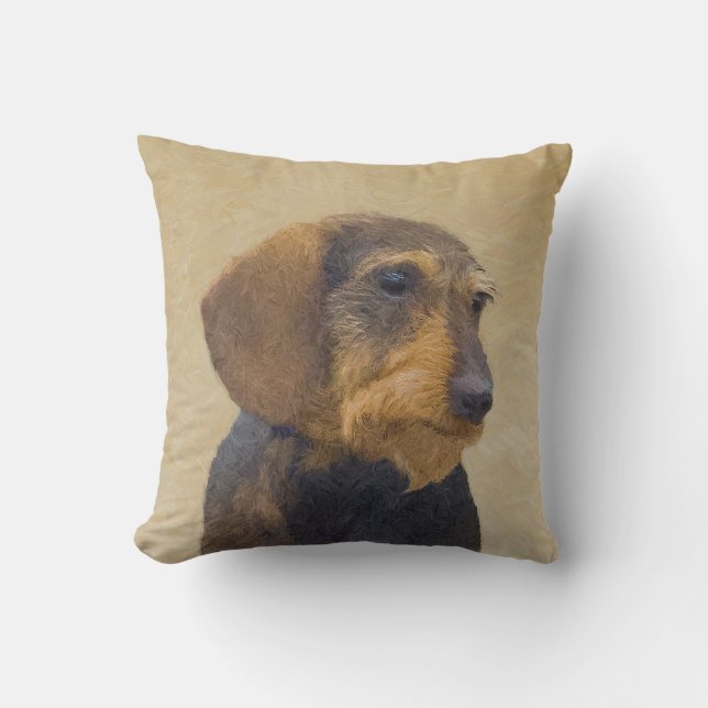 Dachshund-målning Original Hund Art Kudde (Framsida)