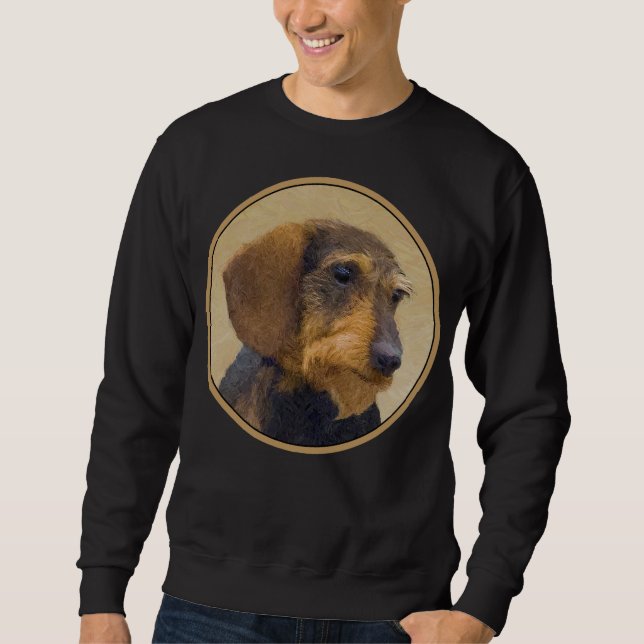 Dachshund-målning Original Hund Art Lång Ärmad Tröja (Framsida)