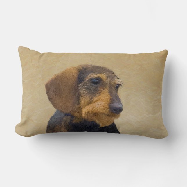 Dachshund-målning Original Hund Art Lumbarkudde (Framsida)