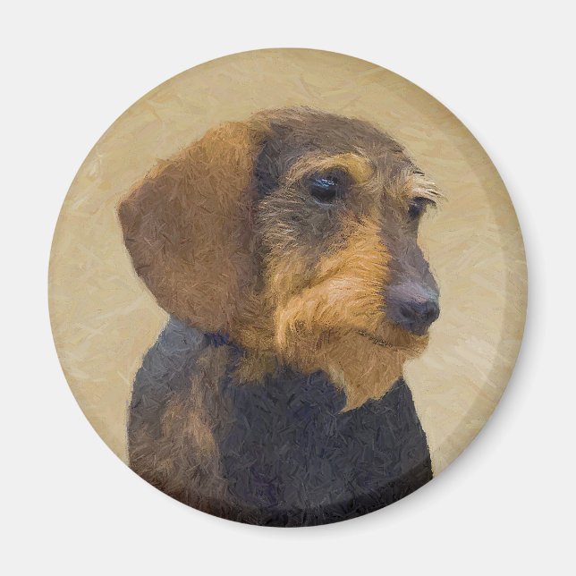 Dachshund-målning Original Hund Art Magnet (Framsidan)