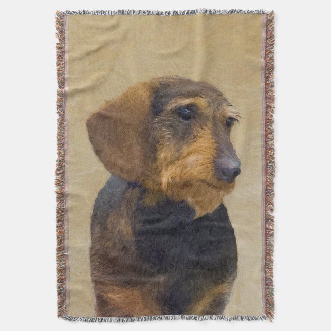 Dachshund-målning Original Hund Art Mysfilt (Framsidan Vertikal)