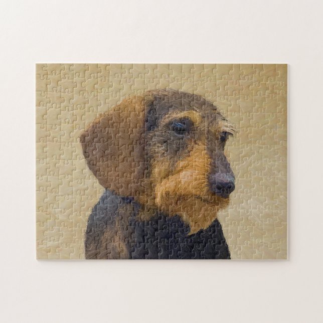 Dachshund-målning Original Hund Art Pussel (Horisontell)