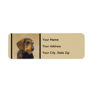Dachshund-målning Original Hund Art Returadress Etikett