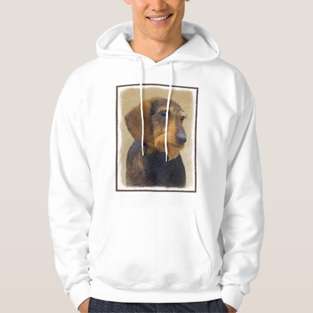 Dachshund-målning Original Hund Art Sweatshirt Med Luva (Framsida)