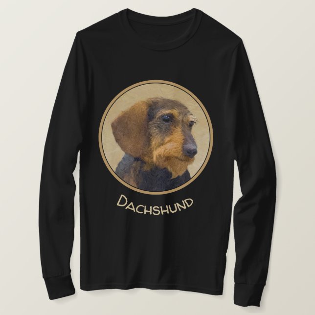Dachshund-målning Original Hund Art T Shirt (Design framsida)