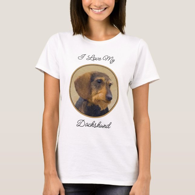 Dachshund-målning Original Hund Art T Shirt (Framsida)