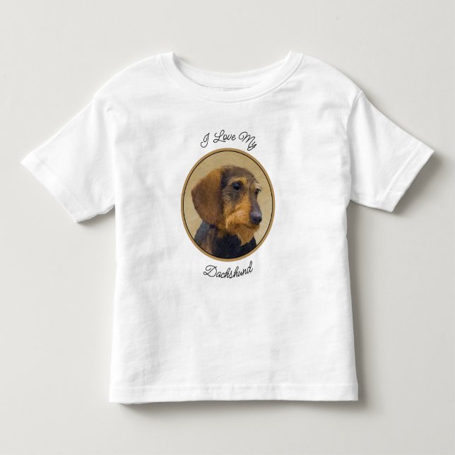Dachshund-målning Original Hund Art T Shirt (Framsida)