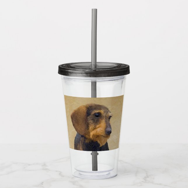 Dachshund-målning Original Hund Art Take Away Mugg (Framsida)