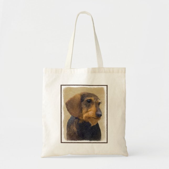 Dachshund-målning Original Hund Art Tygkasse (Framsidan)