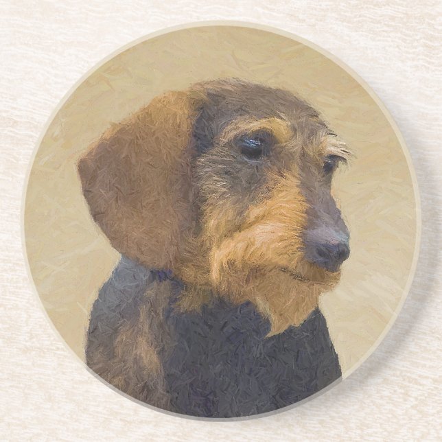 Dachshund-målning Original Hund Art Underlägg (Framsidan)