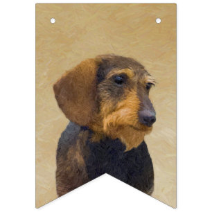 Dachshund-målning Original Hund Art Vimplar
