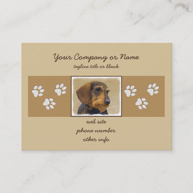 Dachshund-målning Original Hund Art Visitkort (Framsida)