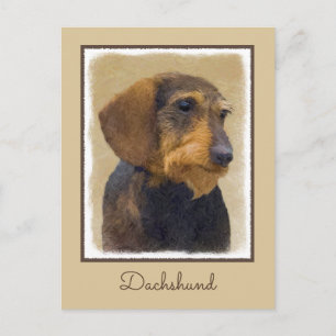 Dachshund-målning Original Hund Art Vykort