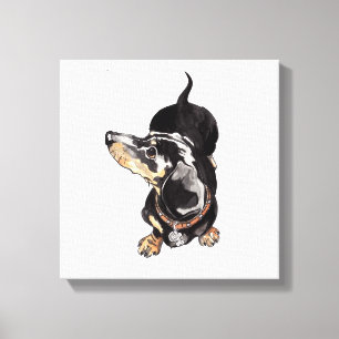 Dachshund-målning på utsträckt kanvastryck