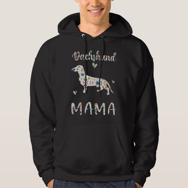 Dachshund Mama Floral Dog Mom Love Hoodie (Framsida)