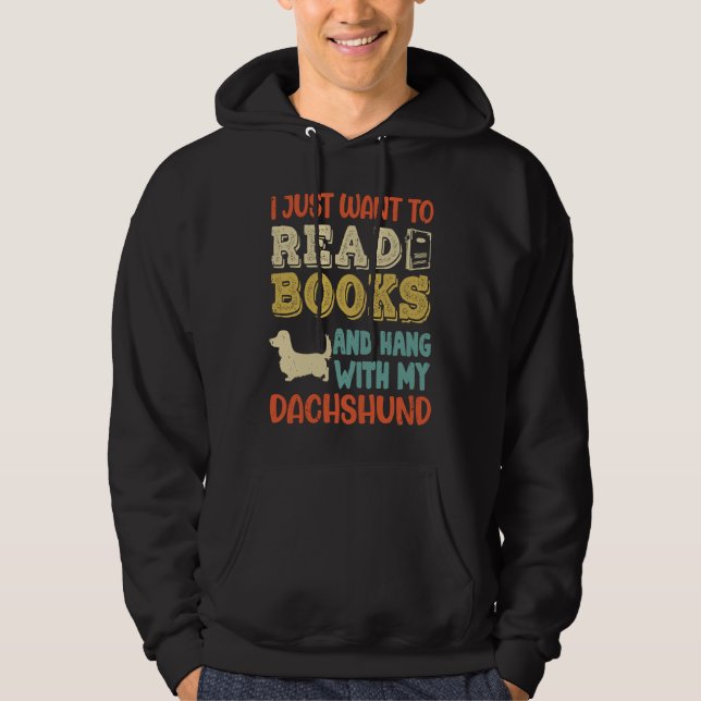 Dachshund Mama Ich Will Only Read Books Hanging Do Hoodie (Framsida)
