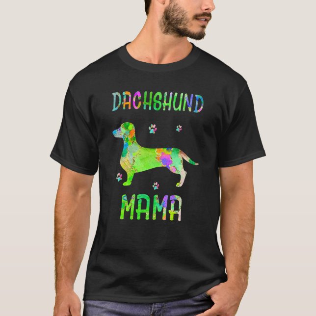 Dachshund Mamma Colorful Hund Mamma T Shirt (Framsida)