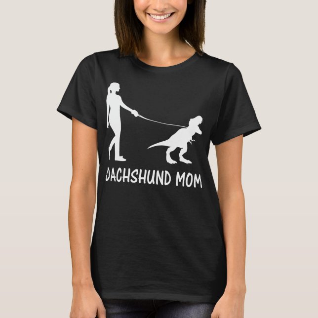 Dachshund Mamma Doxie Mamma Hund Dinosaur Women T Shirt (Framsida)