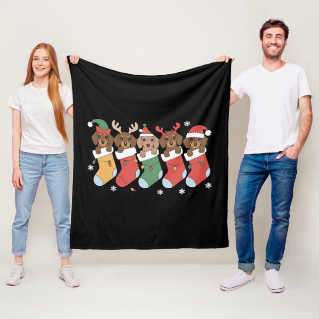 Dachshund-mamma jul present för dachshund-älskare  fleecefilt (På plats)