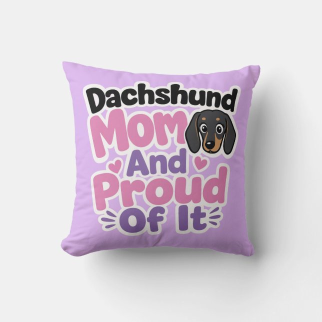 Dachshund-mamma och stolt över det kudde (Framsida)