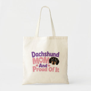 Dachshund-mamma och stolt över det tygkasse