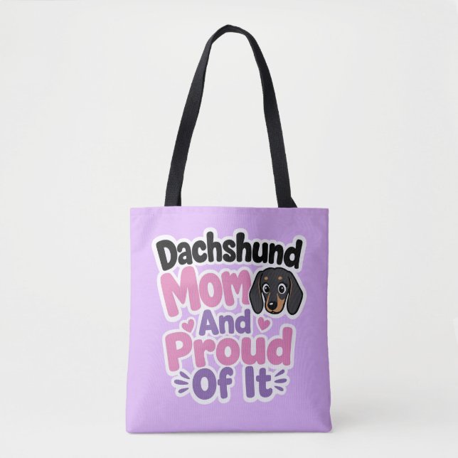 Dachshund-mamma och stolt över det tygkasse (Framsida)