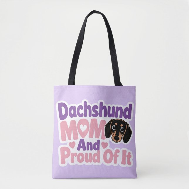 Dachshund-mamma och stolt över det tygkasse (Framsida)