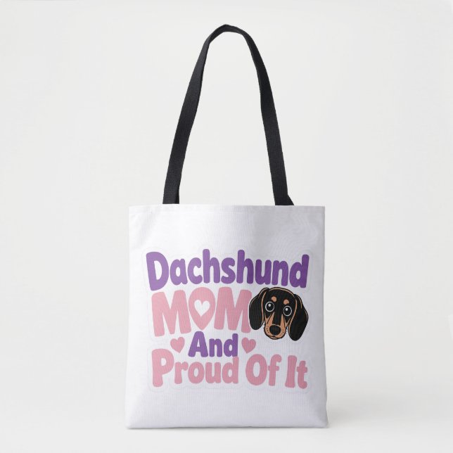 Dachshund-mamma och stolt över det tygkasse (Framsida)