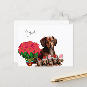 Dachshund Mamma och valpar Jul Vykort