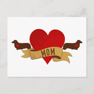 Dachshund Mamma [Tattoo stil] Vykort