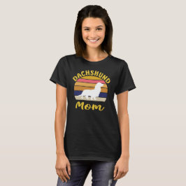 Dachshund Mamma Vintage Solnedgång: Långhårig T Shirt