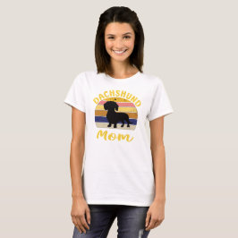 Dachshund Mamma Vintage Solnedgång: Slät-Hårig T Shirt