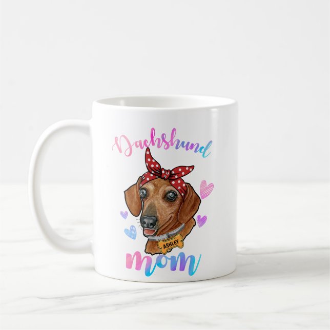 Dachshund Mamma Watercolor Hund Mamma Kaffemugg (Vänster)