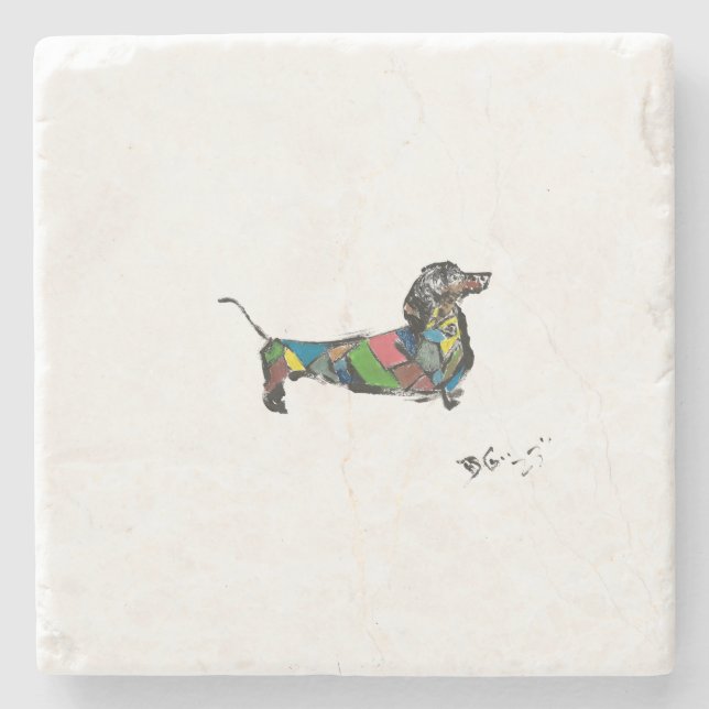 Dachshund Marble Underläggs Stenunderlägg (Framsidan)