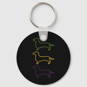 Dachshund Mardi Gras Pärlor Nyckelring