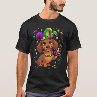 Dachshund Mardi Gras Wiener Dog Fun Party Pajamas T Shirt