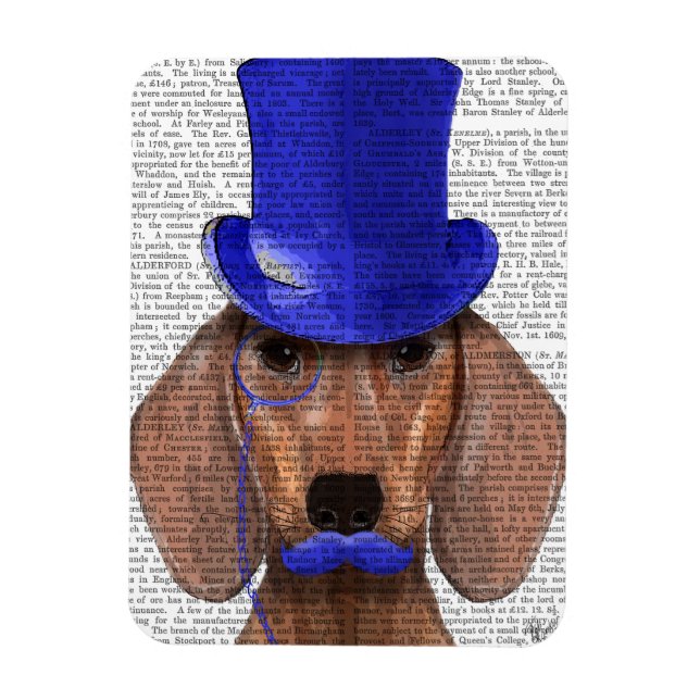 Dachshund med blå Top hat och blå mustache Magnet (Vertikal)