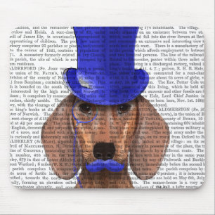Dachshund med blå Top hat och blå mustache Musmatta