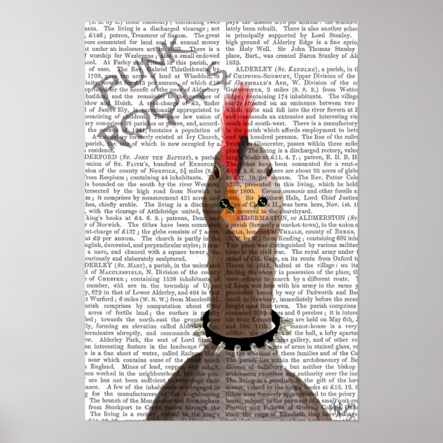 Dachshund med blå Top hat och blå mustache Poster (Framsidan)