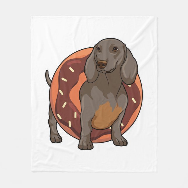 Dachshund med Donut Fleecefilt (Framsidan)