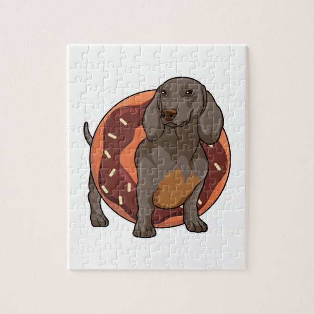 Dachshund med Donut Pussel (Vertikal)